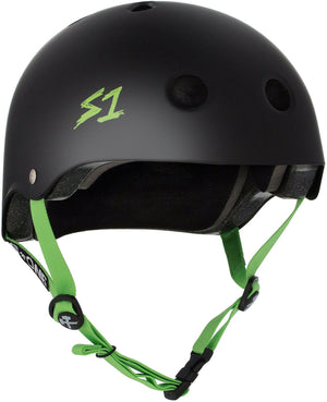 S1 Lifer Helmet - Black Matte/Green Strap