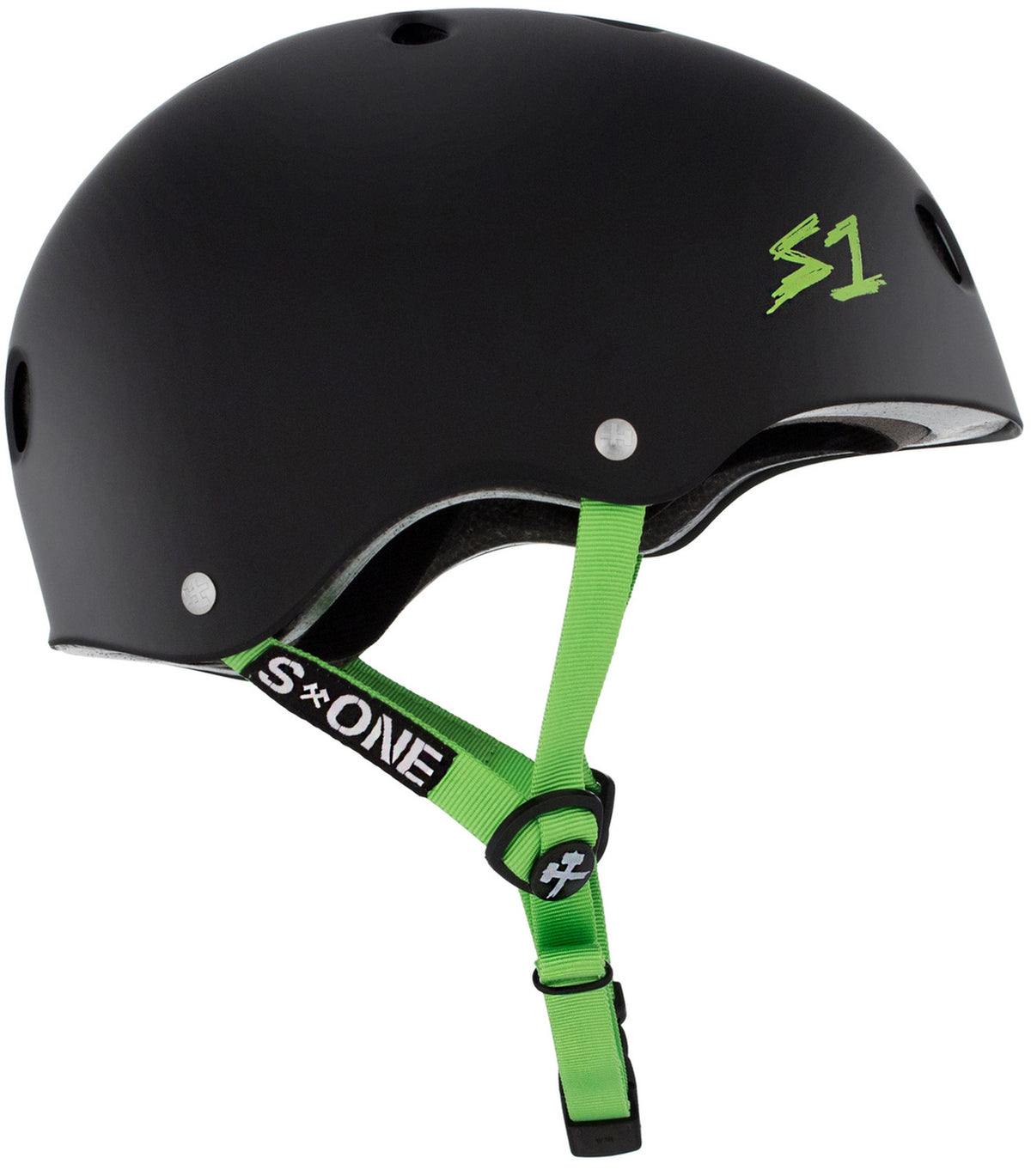 S1 Lifer Helmet - Black Matte/Green Strap