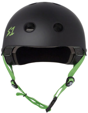 S1 Lifer Helmet - Black Matte/Green Strap