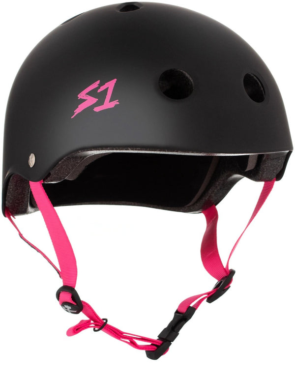 S1 Lifer Helmet - Black Matte/Pink Strap
