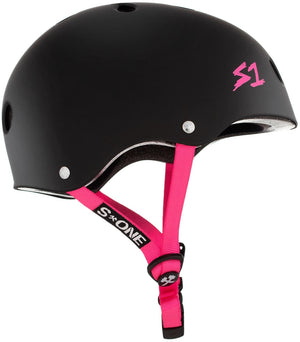 S1 Lifer Helmet - Black Matte/Pink Strap