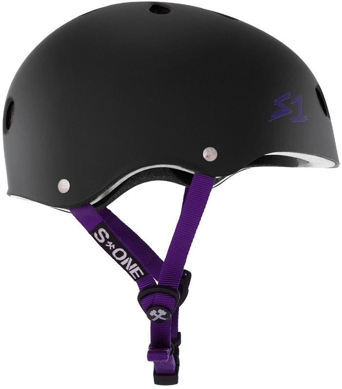 S1 Lifer Helmet - Black Matte/Purple Strap