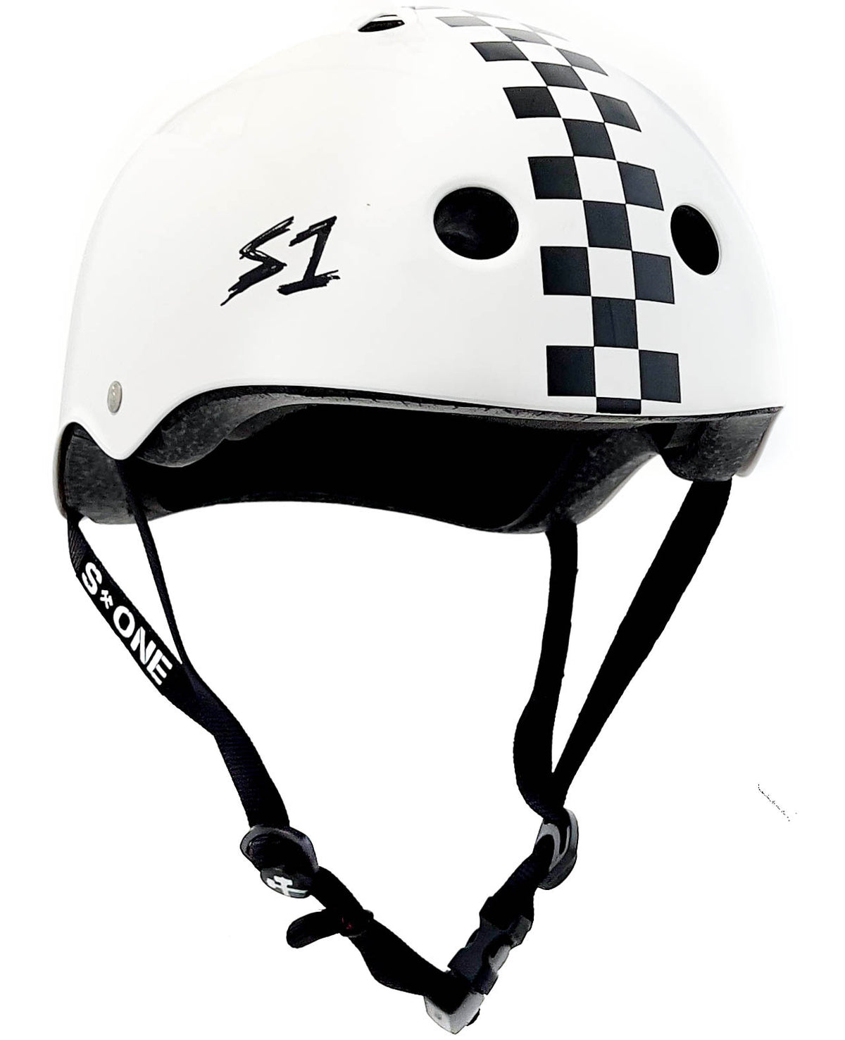 S1 Mega Lifer Helmet - White Gloss/Black Checkers