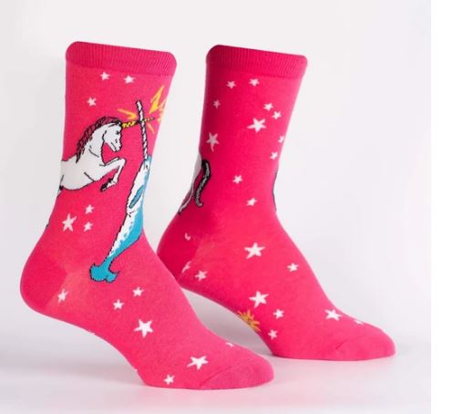 Sock It To Me Unicorn Vs Narwhal Womens Crew Socks
